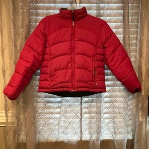 LL Bean Women’s Goose Down Insulated Puffer Reversal ￼Jacket Size M. Black/Pink